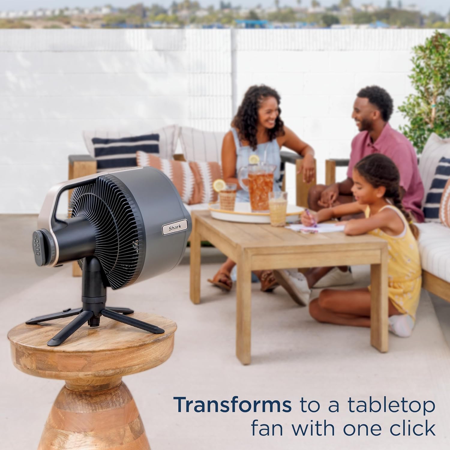 Mist Fan — Indoor & Outdoor, Integrated Misting, Pedestal to Tabletop, Corded or Cordless, Up to 24-Hr Battery, Oscillating, Charcoal Grey